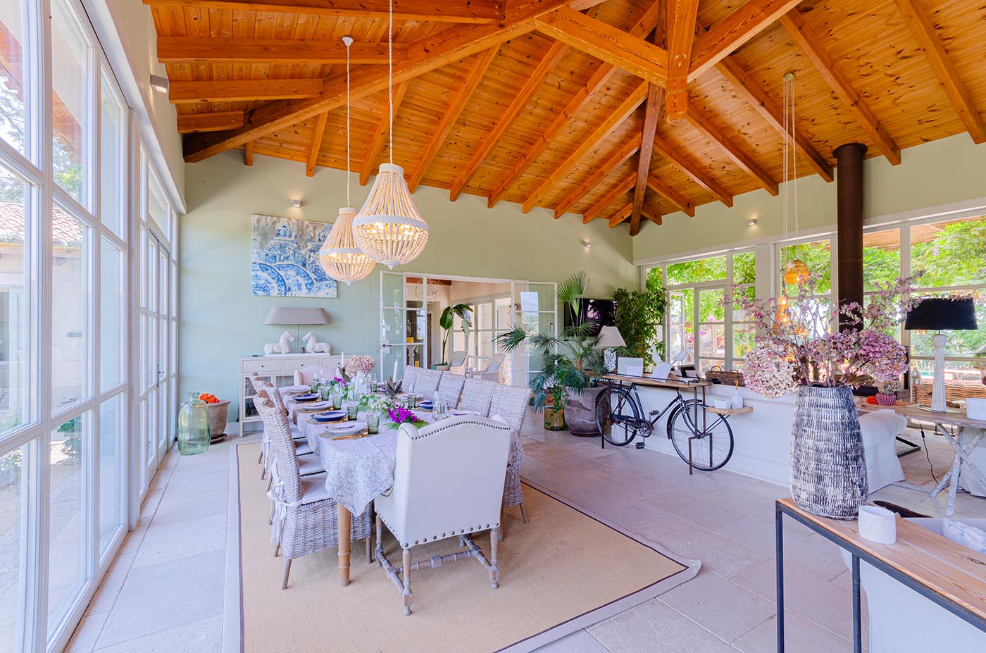 The indoor dining area is gorgeous